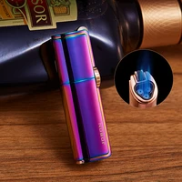 butane triple flame direct injection lighter turbo windproof cigar kitchen airbrush lighter men gift cigarette accessories