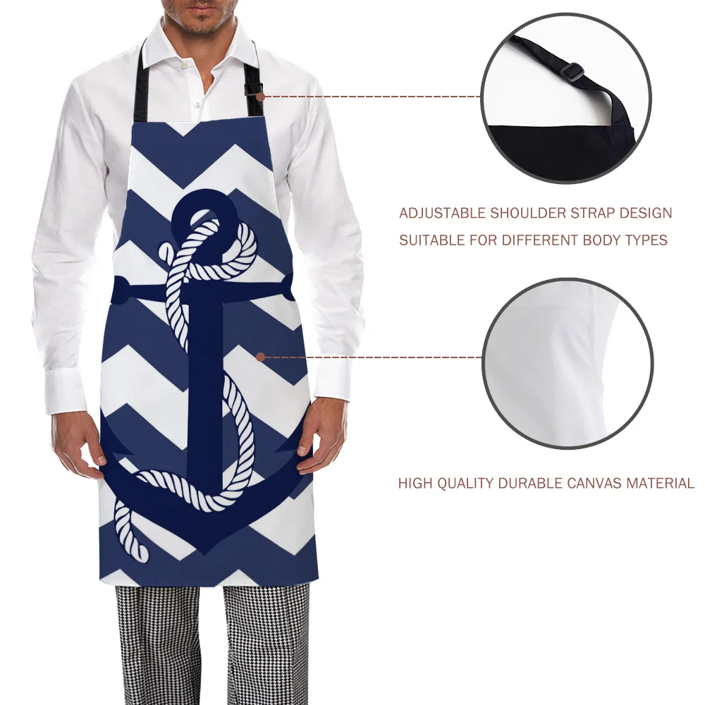 Anchor Ripple Kitchen Aprons BBQ Bib Apron for Cooking Baking Restaurant Pinafore Home Christmas Decorations | Дом и сад