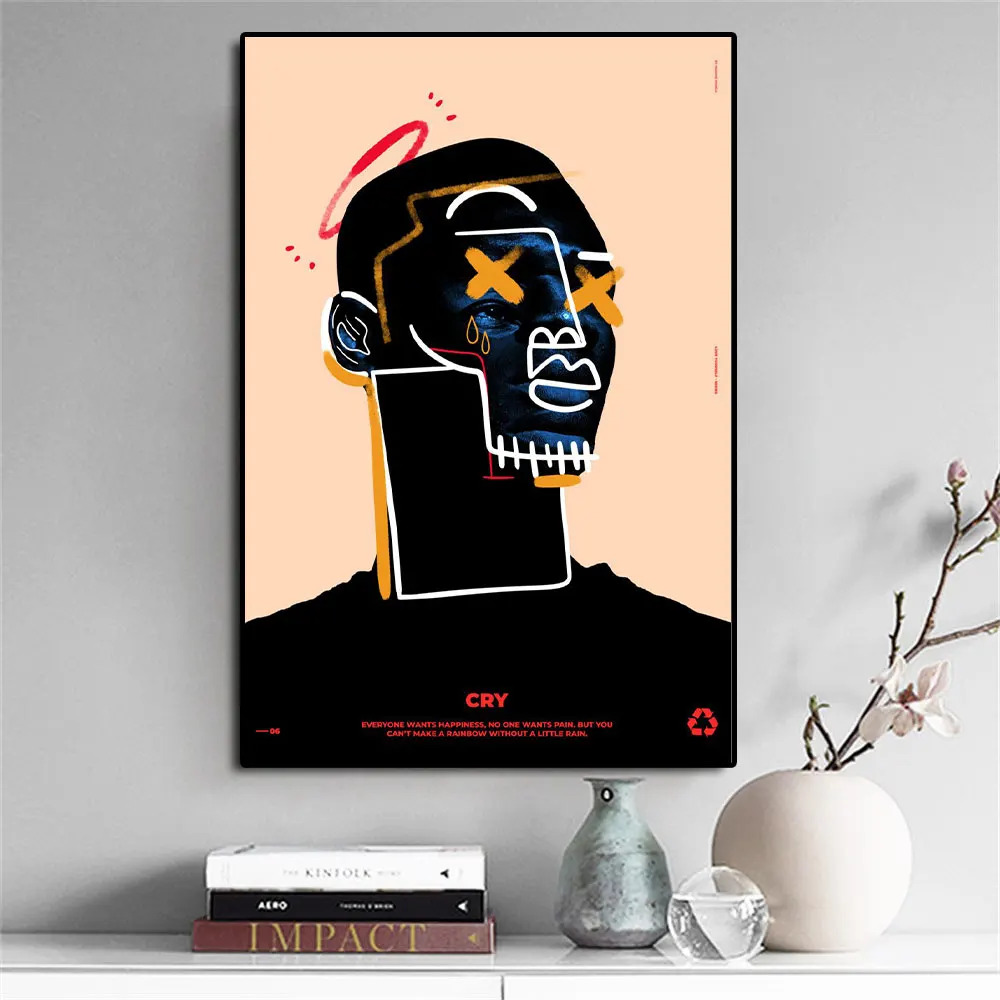 

Abstract Black Man With Man Poster Print Canvas Painting Pop Art Wall Picture Poster For Living Room Home Decoration Cuadros