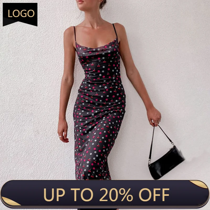 

Элегантные женские Цветочный принт длинное платье женское сексуальное платье с открытыми плечами, с низким вырезом на спине платье на брет...