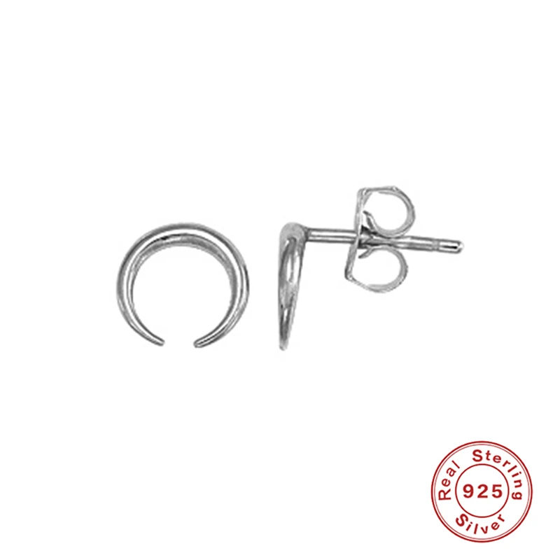 925 Sterling Silver Earrings For Women Gold Moon Girl Cartilage Ear Bone Piercing Female Party Stud aretes R5 | Украшения и