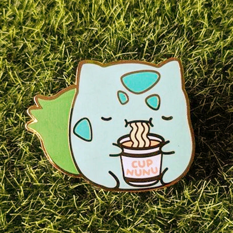 Kawaii булбазавр чашка Нуну брошь заколки эмалевые металлические значки лацкан