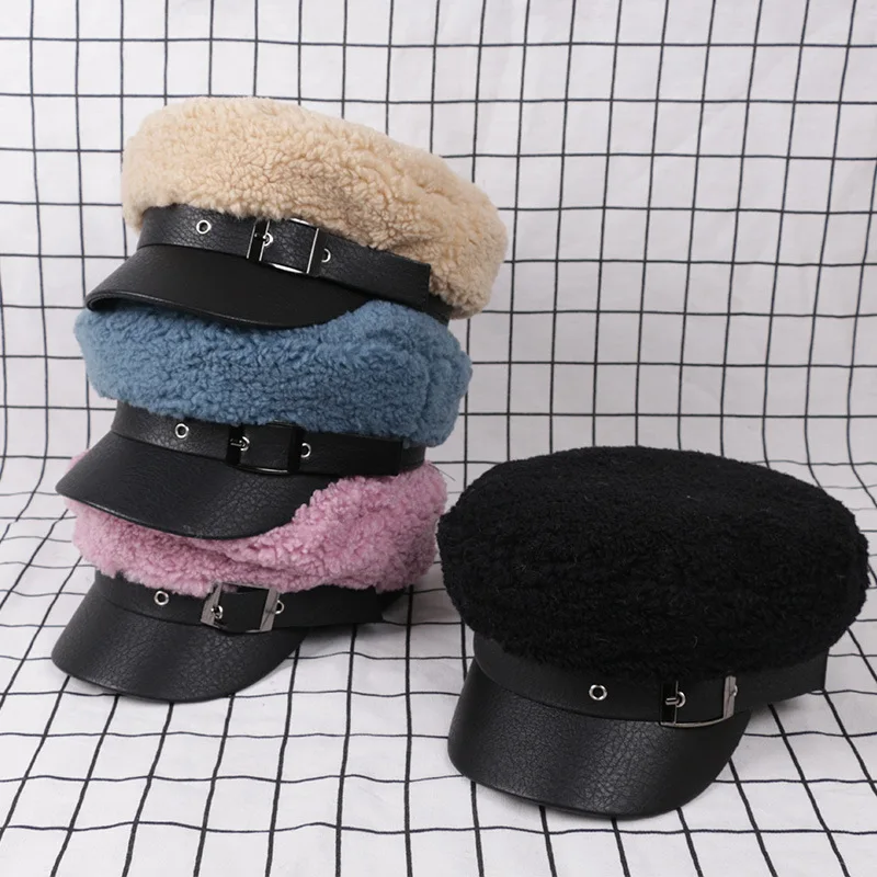 

2020 S французский с закруглёнными краями и пуговицей сверху берет шляпа художника зимние ботинки из плюша в стиле «пэчворк» для Искусственна...