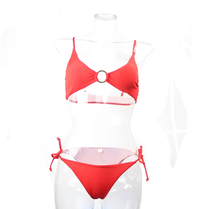 

Women's push-up bikini hot spring sexy swimsuit solid color micro bikini suit high breast drawstring swimsuit 2022 new arrival