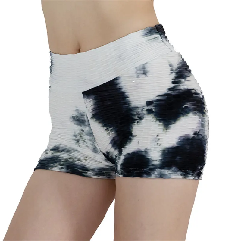

High Waist Women Sexy Yoga Shorts Tie-dye Jacquard Elastic Breathable Quick-drying Summer Fitness Running Sports Cycling Short