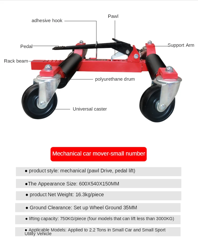 

Hydraulic Car Moving Machine Max Moving with 750kg Universal Wheel Car Mover Hydraulic Trailer Vehicle Mobile Device