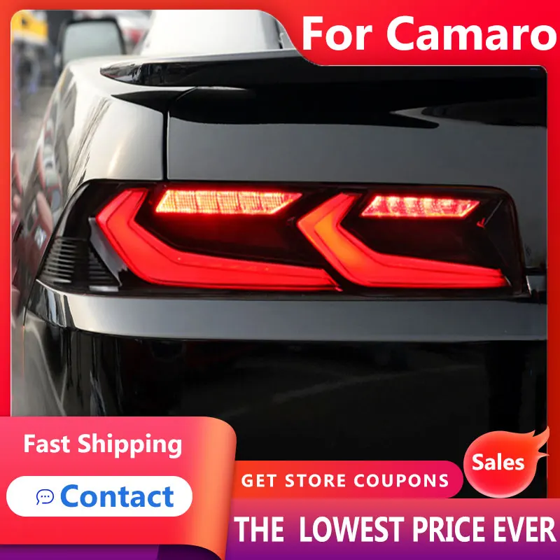 LED Taillight For Chevrolet Camaro 2014 2015 Tail light Smoke Lens LED Rear Lamp LED Dynamic turn signal Daytime Running Light