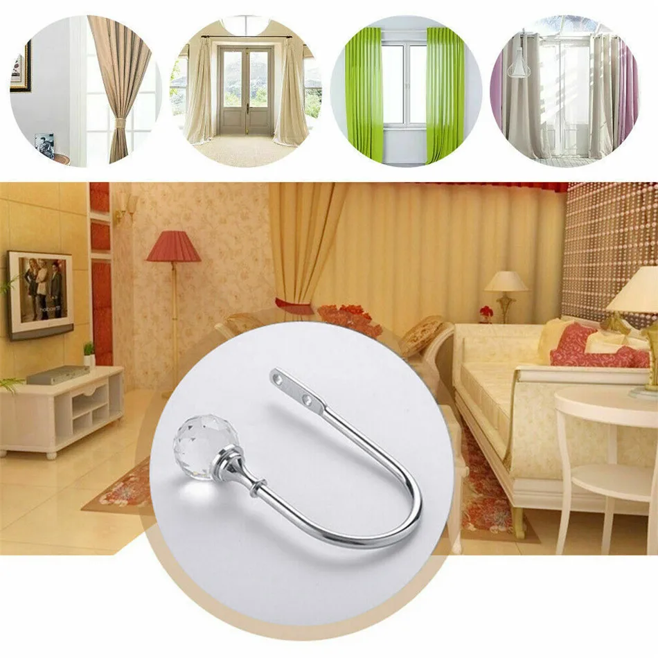 2 шт. серебристый металлический с кристаллами стеклянный занавес Holdback настенный