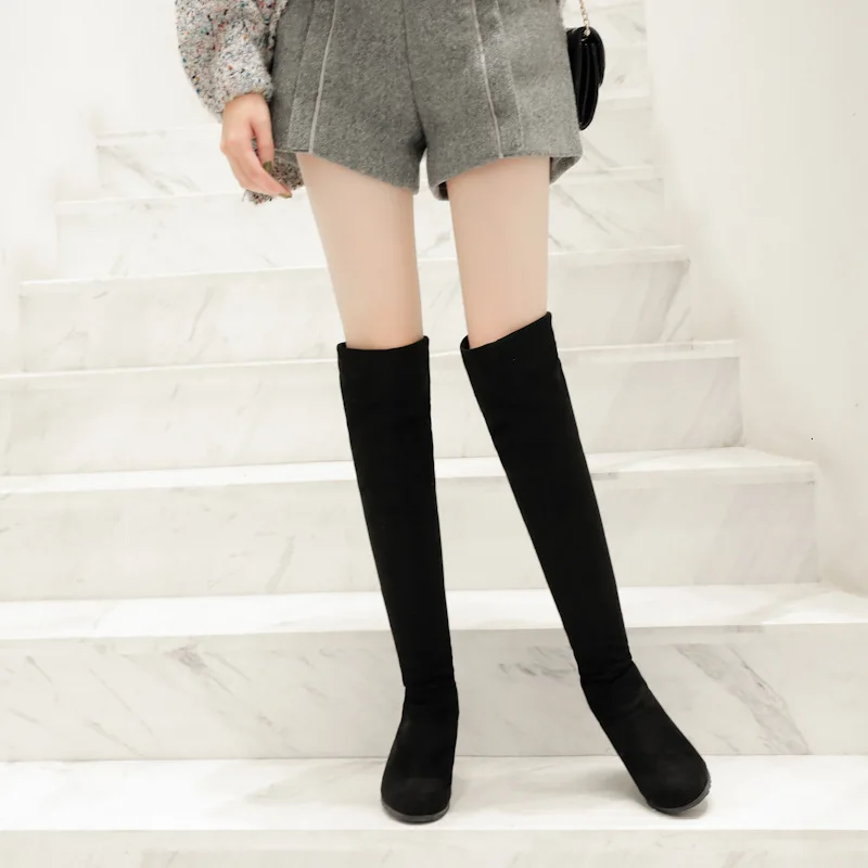 Высокие сапоги до бедра женские зимние ботфорты пикантная модная обувь на