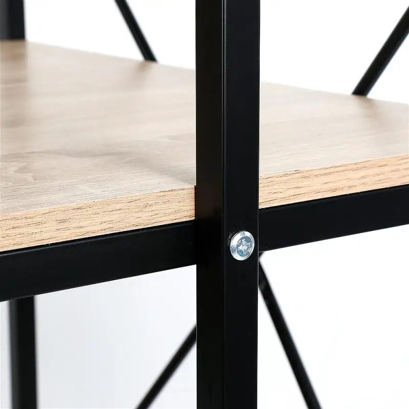 

Modern Style Desk Computer Desk With Bookshelf For Office Home Light Oak And Black Bedroom Table Studying Work 120*64*121cm HWC