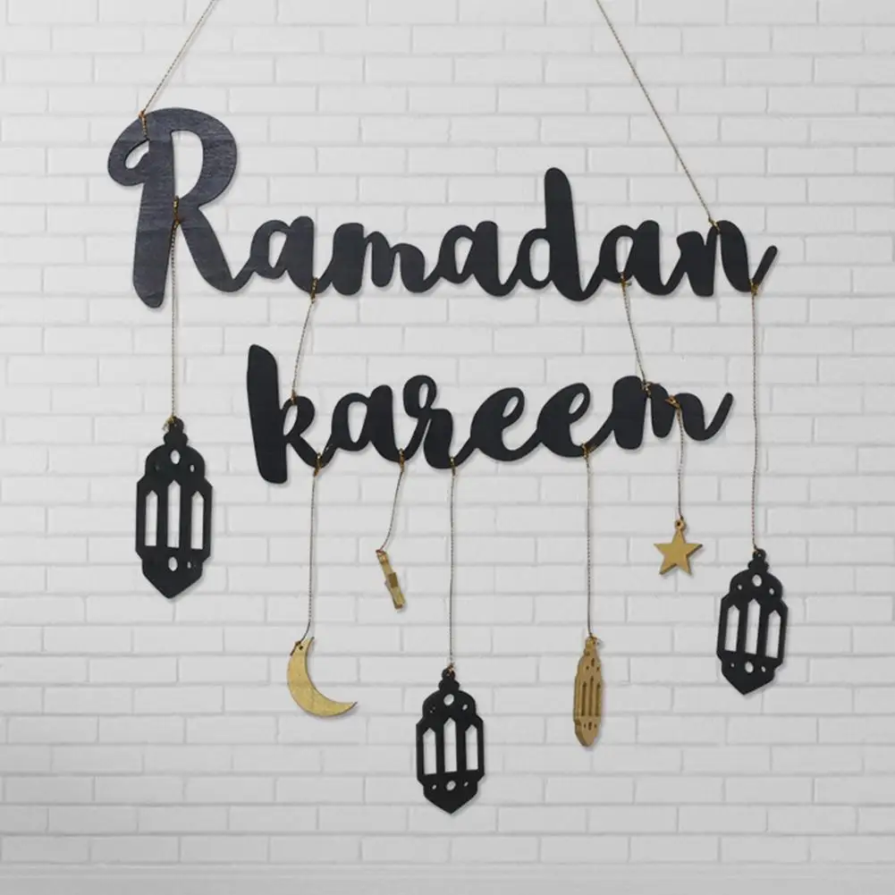 

Muslim Golden Banner Ramadan Kareem Letters Wall Hanging Ramadan Decorations Home Wall Ornament Festival Supplies