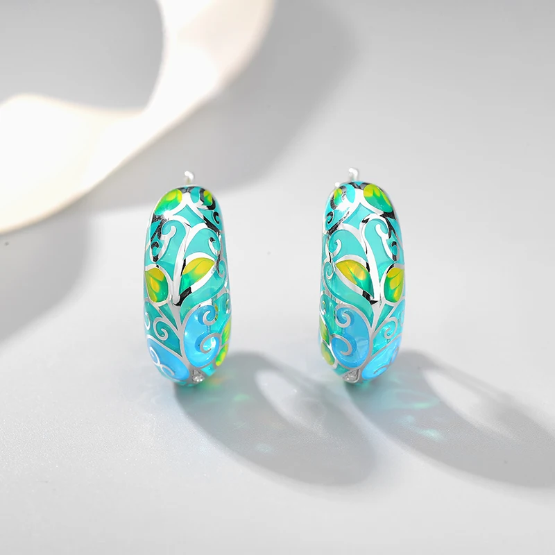 Серьги-подвески из серебра 925 пробы с красивыми цветами и листьями модные