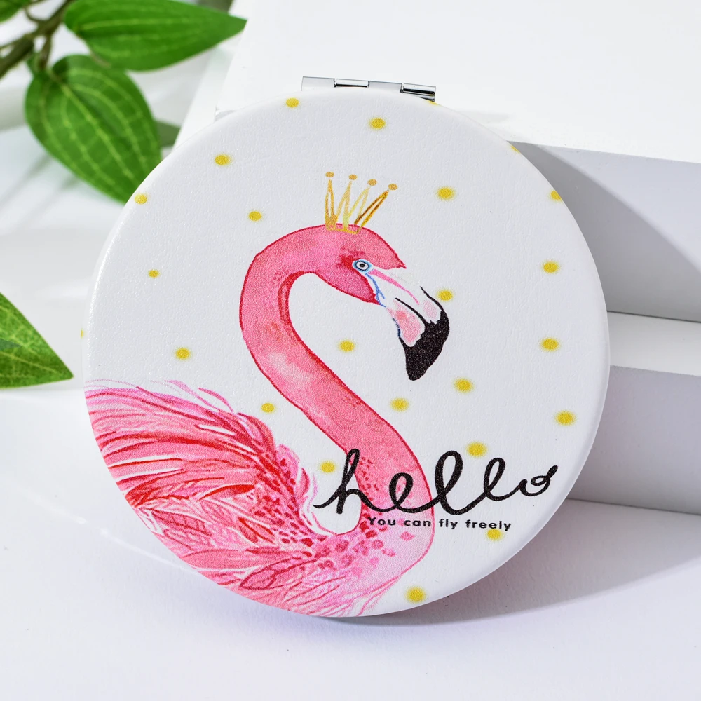 2020 Фламинго зеркала для макияжа женские Мини карманное косметическое зеркало