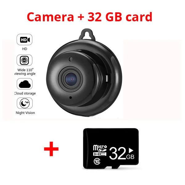 Camera add 32gb card Wi-Fi мини-камера 1080P 960P P2P Видеокамера Беспроводной Детский Монитор мини-камера инфракрасного ночного видения Домашняя безопасность Обнаружение движения - Цвет: Camera add 32gb card