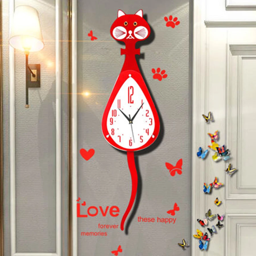 Cat современные тихие Креативные Часы для гостиной уникальные часы большие