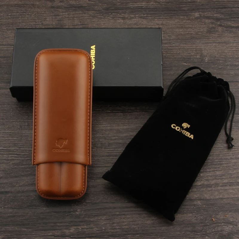 COHIBA 2 трубка Humidor коробка кожаный чехол для сигар коричневый Портативный сигары