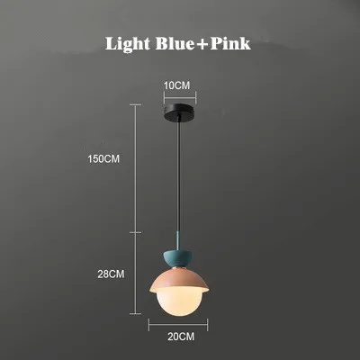 Light Blue Pink Креативная Подвесная лампа в скандинавском стиле для спальни, цветная лампа для ресторана, столовой, детской комнаты, Подвесная лампа для кафе, бара, магазина, осветительная арматура - Цвет корпуса: Light Blue Pink