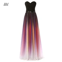 2020 sweetheart gradient prom dresses sashes long chiffon ombre formal evening bridesmaid party gown vestidos robes de soiree