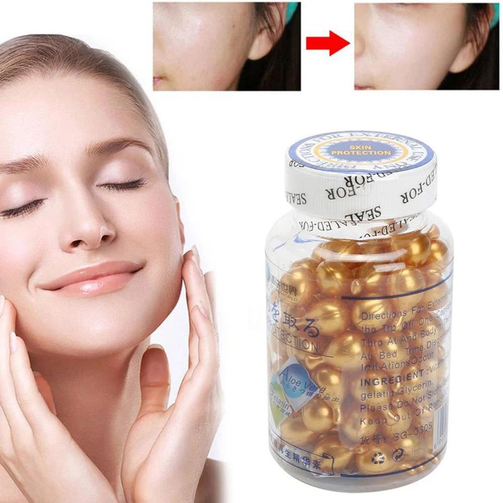 90 шт./бутылка капсулы витамина Е сыворотка для удаления пятен и акне отбеливающий