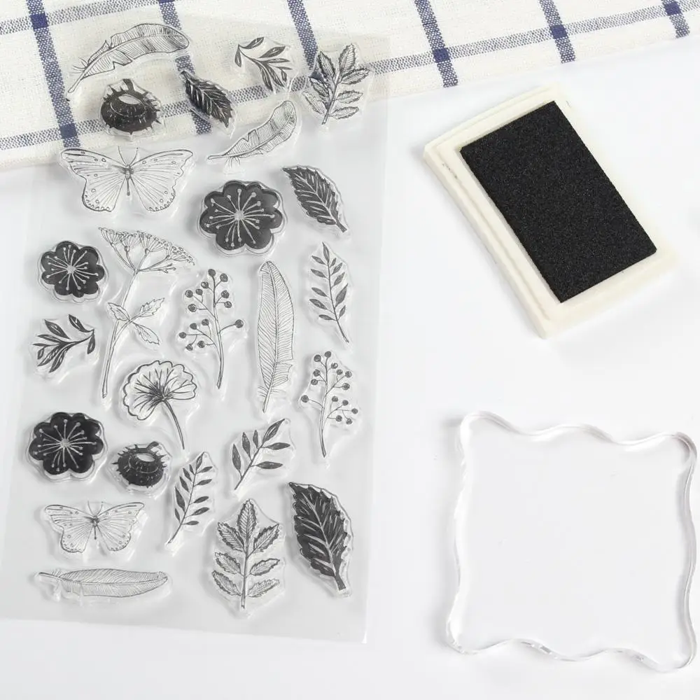 Винтажный цветок бабочки прозрачный силиконовый штамп для скрапбукинга DIY