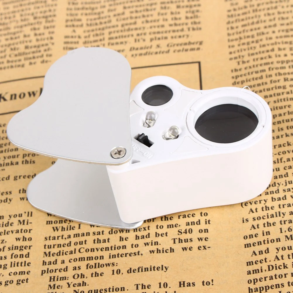 30X 60 Illuminated Magnifier Glass Loupe Lam Appraisal Double Lens Crafts Appreciation Magnifying LED Light Jewelry Mirror | Инструменты