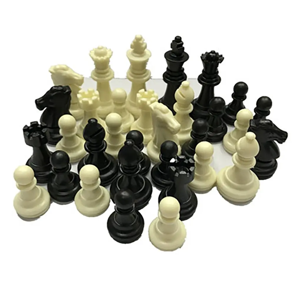

32 Medieval Chess Pieces/Plastic Complete Chessmen International Competition Word Chess Game Entertainment Black&White