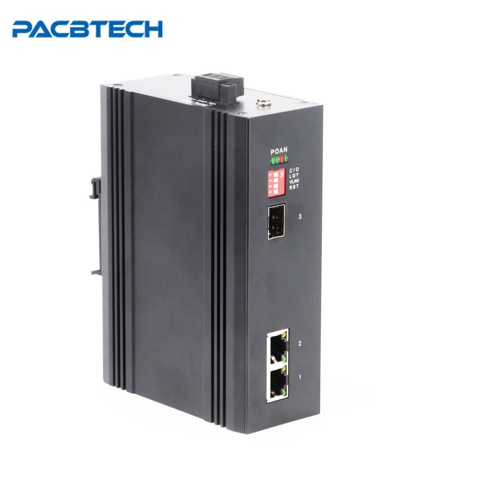 

2Port Industrial SFP Fiber Switch 100M 1SFP Slot +2RJ45 Unmanaged Fiber Optic Switch