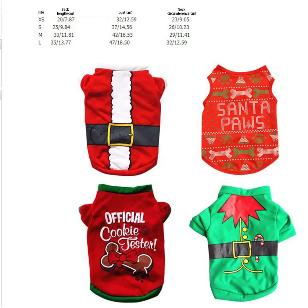 

Cute Dog Puppy Christmas Santa Warm Costumes Coat Clothes Pet Dog Apparel Shirt Cartoon Pet Dog Clothes