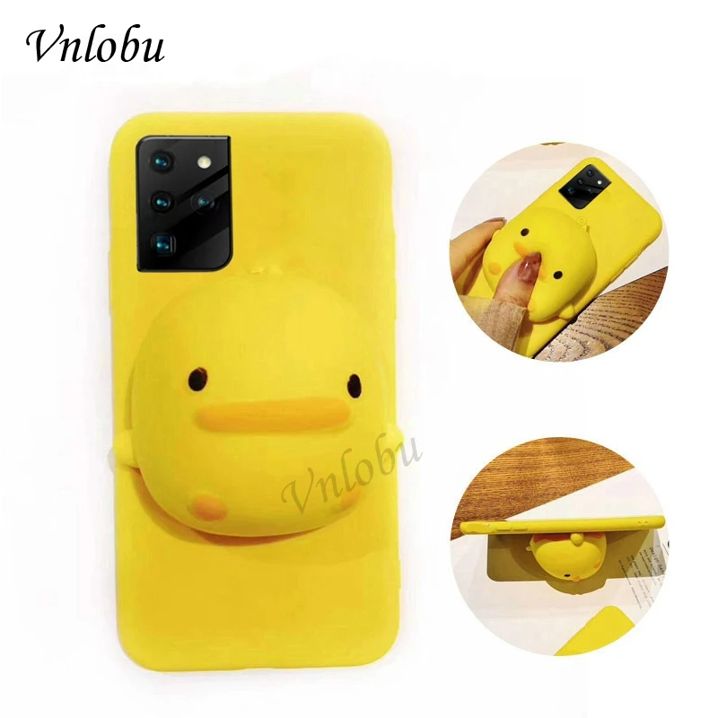 Чехол-накладка для Samsung S21 Ultra S20 FE Plus A12 A42 Note 9 Pro Max 3D мягкий милый Желтая утка чехол