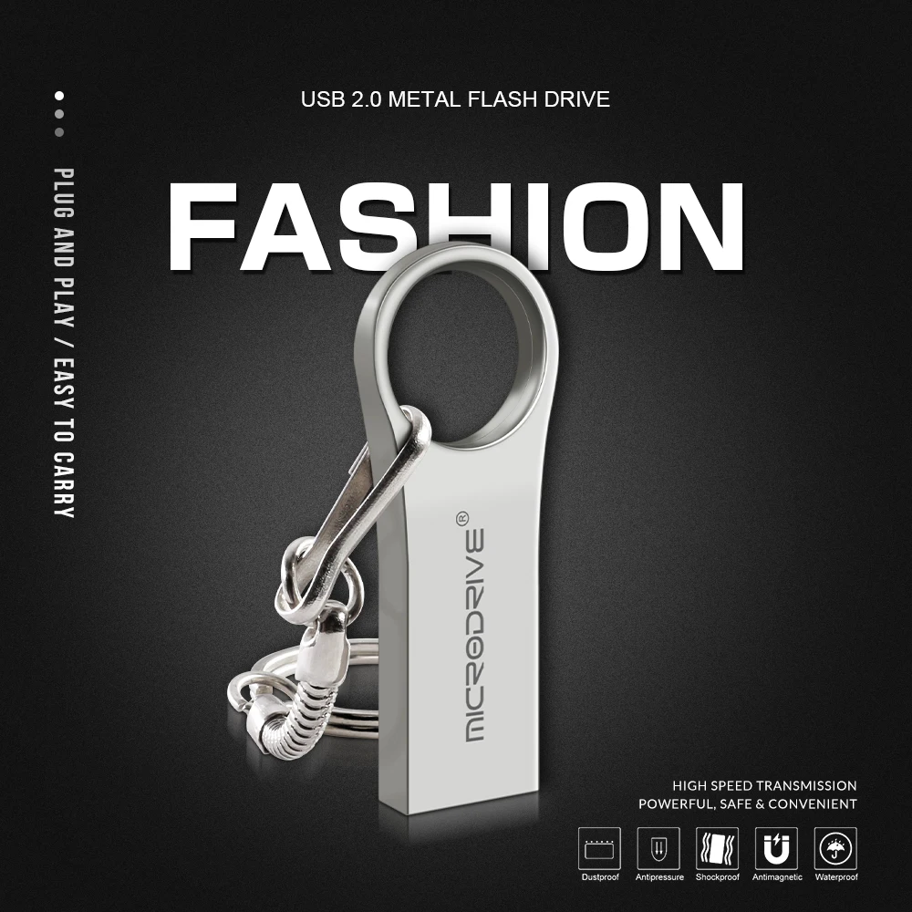 Водонепроницаемый usb флеш-накопитель 4 GB/8 GB/16 GB/32 GB/64 GB металлическая карта pendrive Memory Stick накопители u-диск с кольцом для ключей