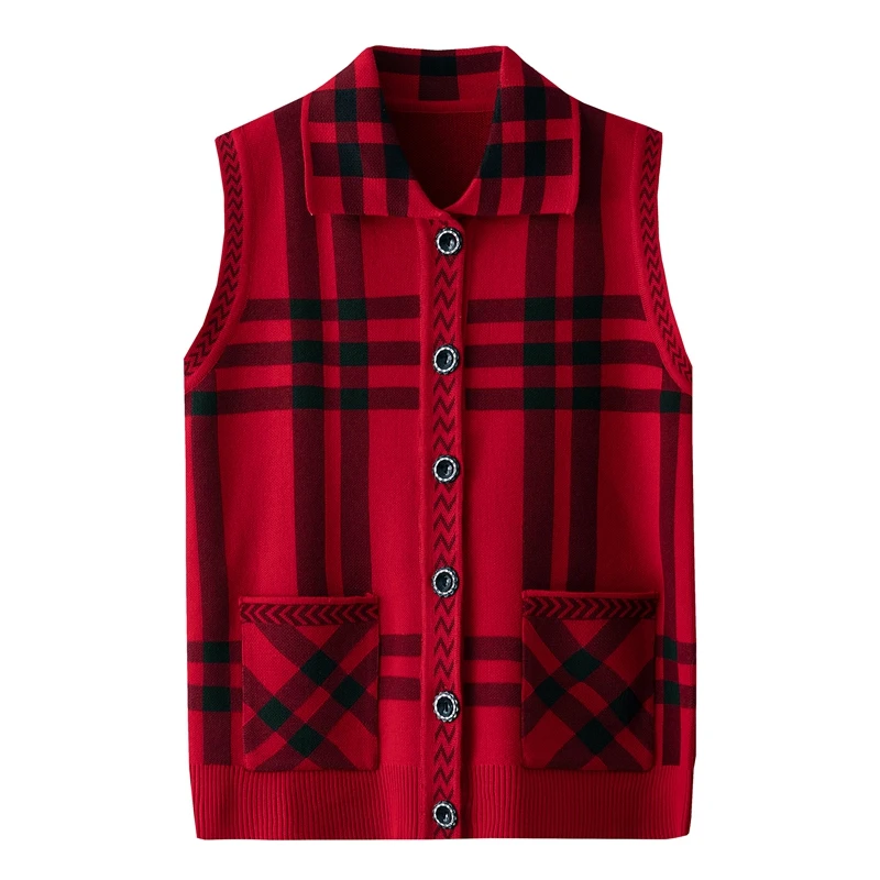 Женский свитер вязаный кардиган жилет для женщин среднего и пожилого возраста