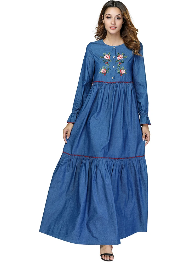 maxi dress muslim Мусульманское женское арабское турецкое Длинное Макси платье ХИДЖАБ КАФТАН марокканский скромный индонезийский Пакистанская мусульманская одежда для Дубай абайя Восточный халат из марокена - Цвет: maxi dress muslim