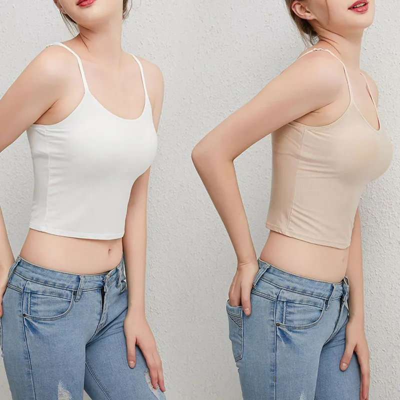 Модальный топ на бретельках для женщин круглый вырез базовый белый без рукавов