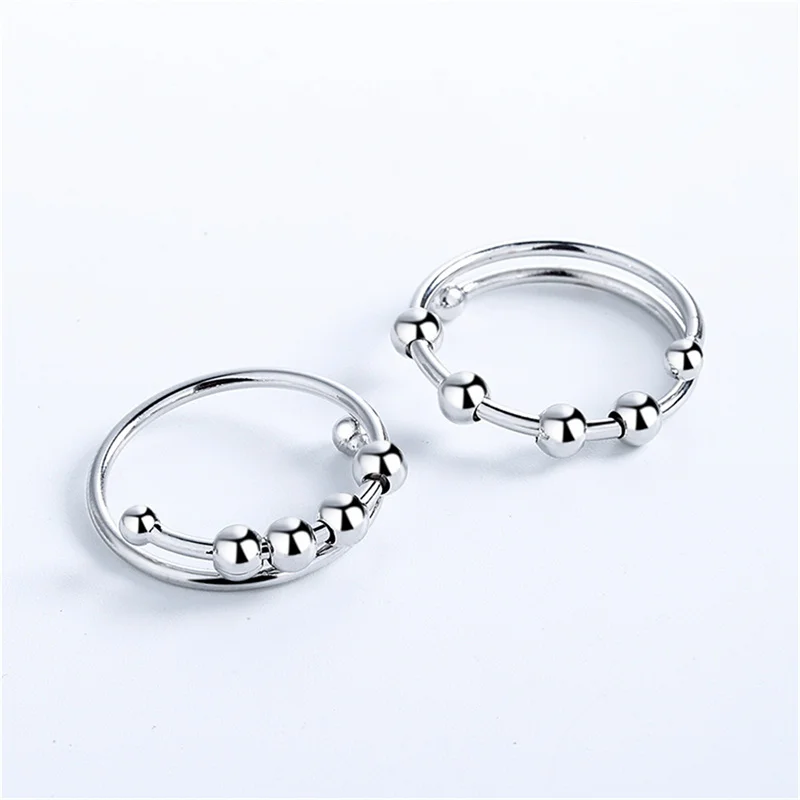 

Fidget Beads Rings For Women Men Rotate Freely Anti Stress Anxiety Ring Single Coil Antistress Spiral Beads Rotate Jewlery QrhYK