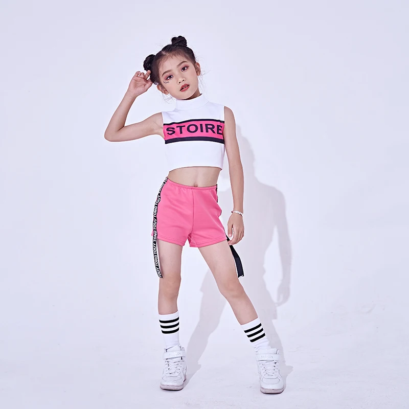 2021 футболки в стиле хип хоп Детские джазовые розовый танец Черлидинга костюмы