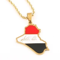mens fashion flag pattern gold pendant necklace republic of iraq