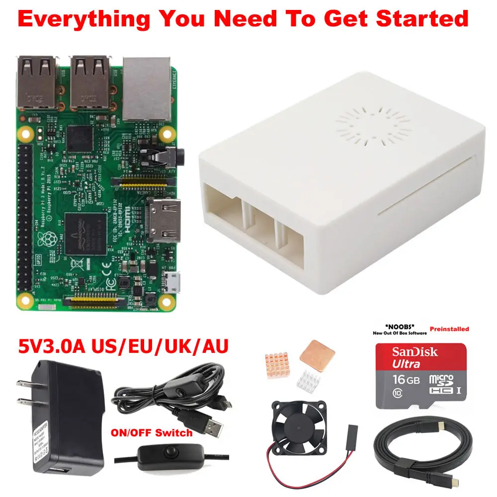 Комплект 5 Raspberry Pi 3 Model B стартовый набор - Комплект: Комплект 5