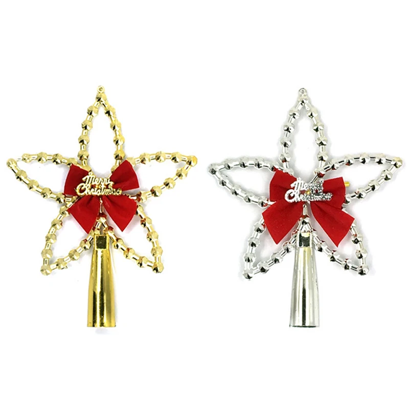 1 шт. Блестящий золотистый Серебристый звезда Рождественская елка Топпер DIY