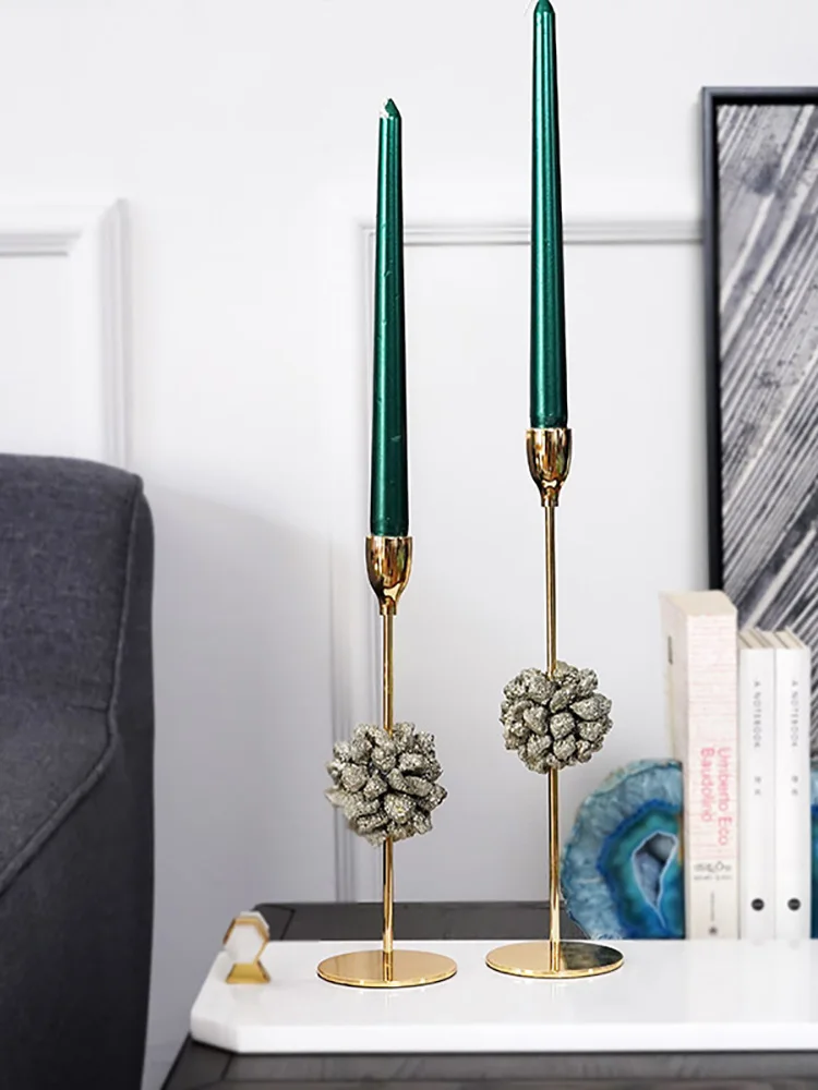 Современный простой пиритовый Золотой металлический подсвечник Ever светильник