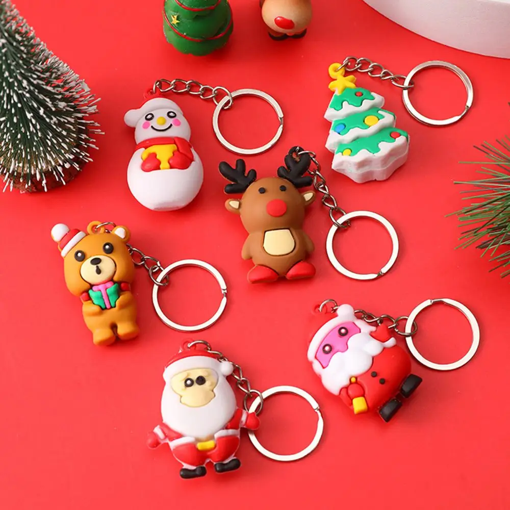 

Cute Santa Claus Elk Snowman Pendant key Ring Keychain Cartoon Doll