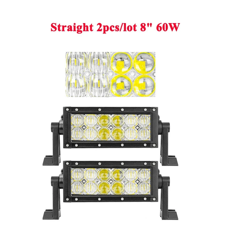 2pcs Straight 60W CREK 8 14 21 31 41 50 ”5D прямой внедорожный светодиодный светильник 4x4 ATV SUV светодиодный бар для Jeep 4WD 4x4 внедорожный внедорожник ATV Грузовик Лодка автомобиль - Цвет: 2pcs Straight 60W