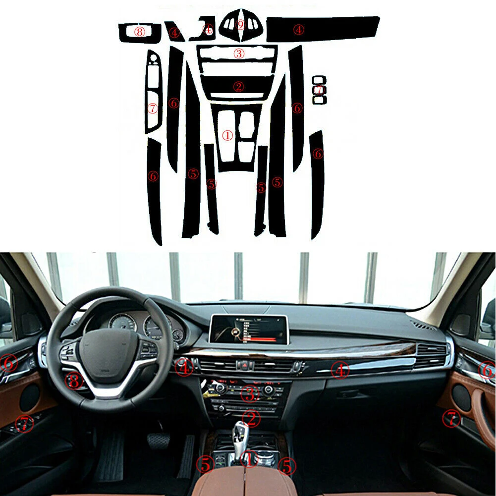 

Комплект декоративных наклеек 5D из углеродного волокна для BMW X5 2007-2013, автомобильная наклейка для внутреннего интерьера