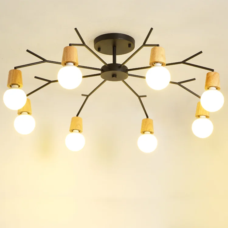 Современный Лофт гостиной деревянные потолочные светильники приспособление