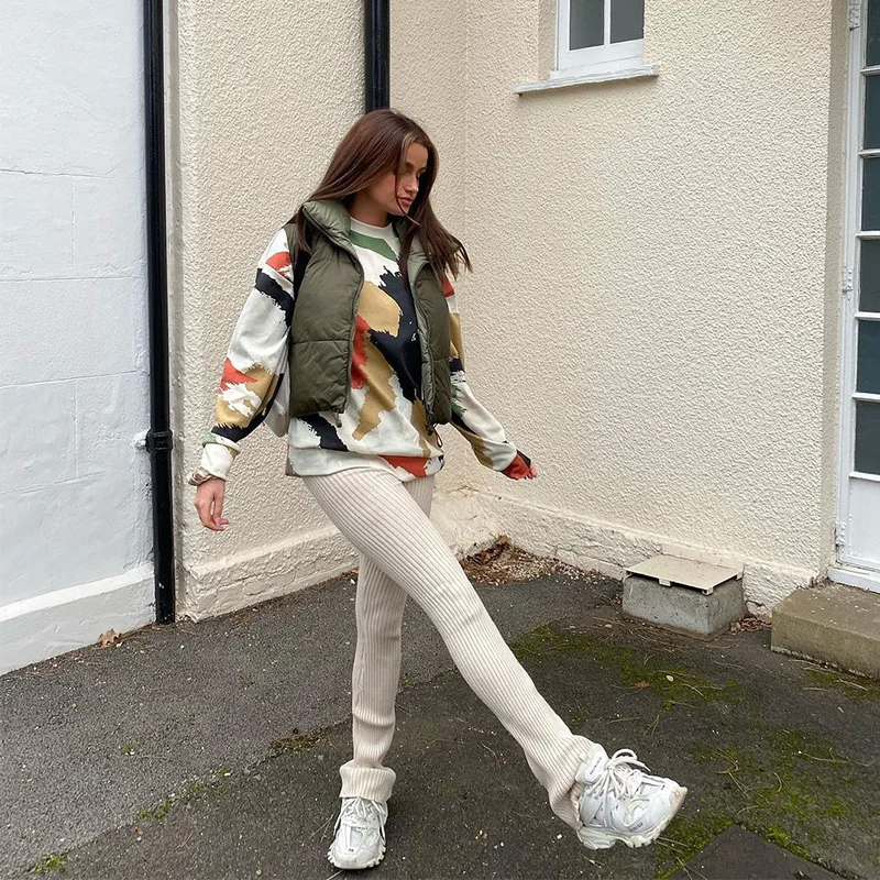 

2021 New Women's Jacket Double-Sided Turtleneck Sleeveless Streetwear Jacket Female Fashion Casual Women Clothes