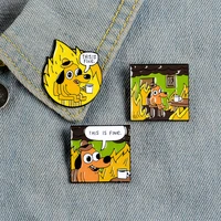 this is fine enamel pins custom cartoon dog brooches lapel pin shirt bag funny animal badge jewelry gift fans friends