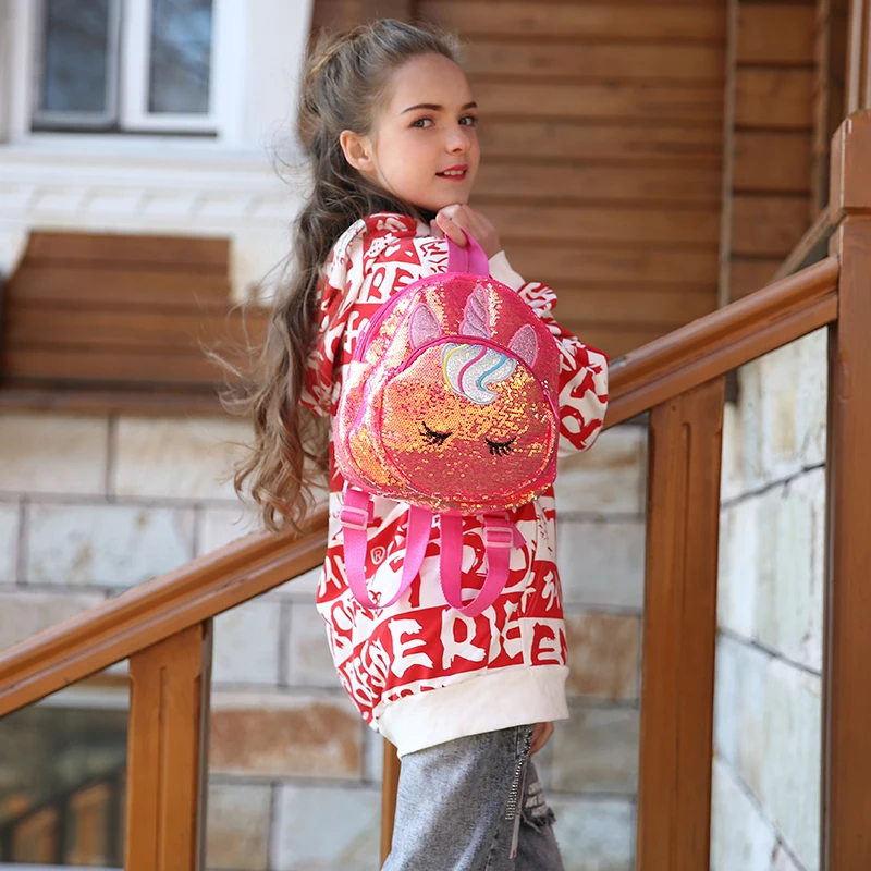Kindergarten Mini Embroidery Unicorn Backpack Student Cartoon Sequin Schoolbag Girl 4 Color Small Preppy Style Zipper | Багаж и сумки