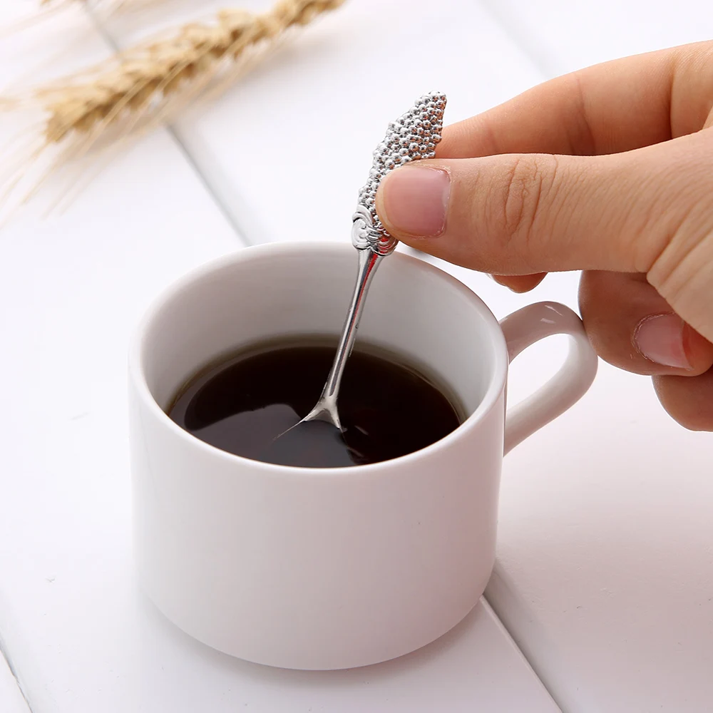 6 шт. Мини винтажные ложки вилка Королевский стиль металлические резные кофейные