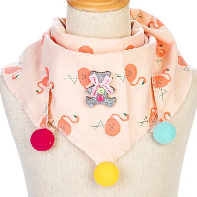 bird light pink Детские шарфы-нагрудники осень-зима хлопок Треугольники шарф для девочек, для мальчиков с рисунками из мультфильмов милые шарфы с круглым воротником и шейный платок - Цвет: bird light pink