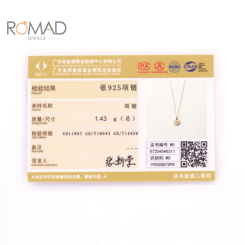 

ROMAD 925 Silver Sterling Trendy Necklace For Women Jewelry Ladies Round Brand Pendant Gold Necklace Naszyjnik