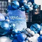 1021 шт. хром синий металлик арка для воздушных шаров комплект гирлянды прозрачный конфетти шары для свадьбы и Дня Рождения Розовое золото вечерние украшения